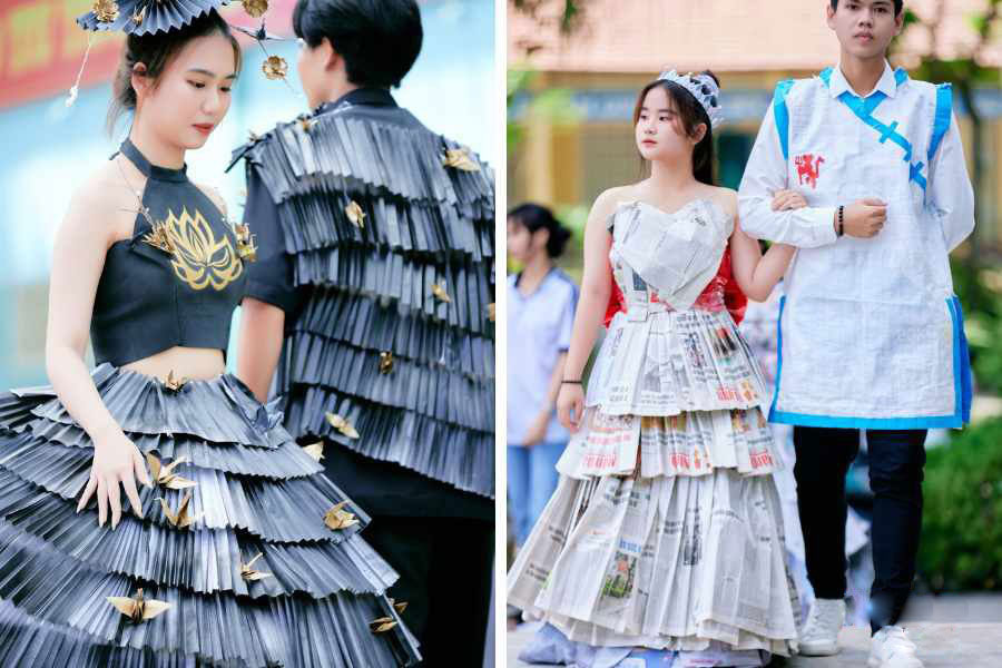 Top 10+ ý tưởng thiết kế trang phục tái chế từ giấy báo 8 trang phục tái chế từ giấy báo