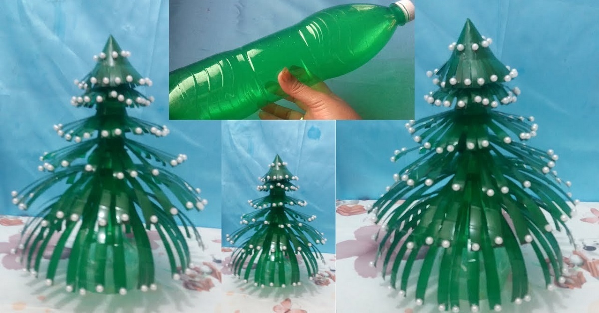 làm cây thông noel bằng đồ tái chế