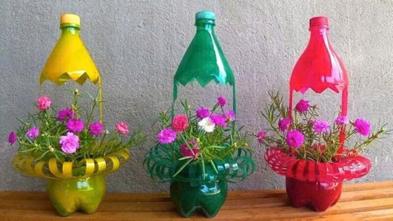 tái chế chai nhựa trồng cây