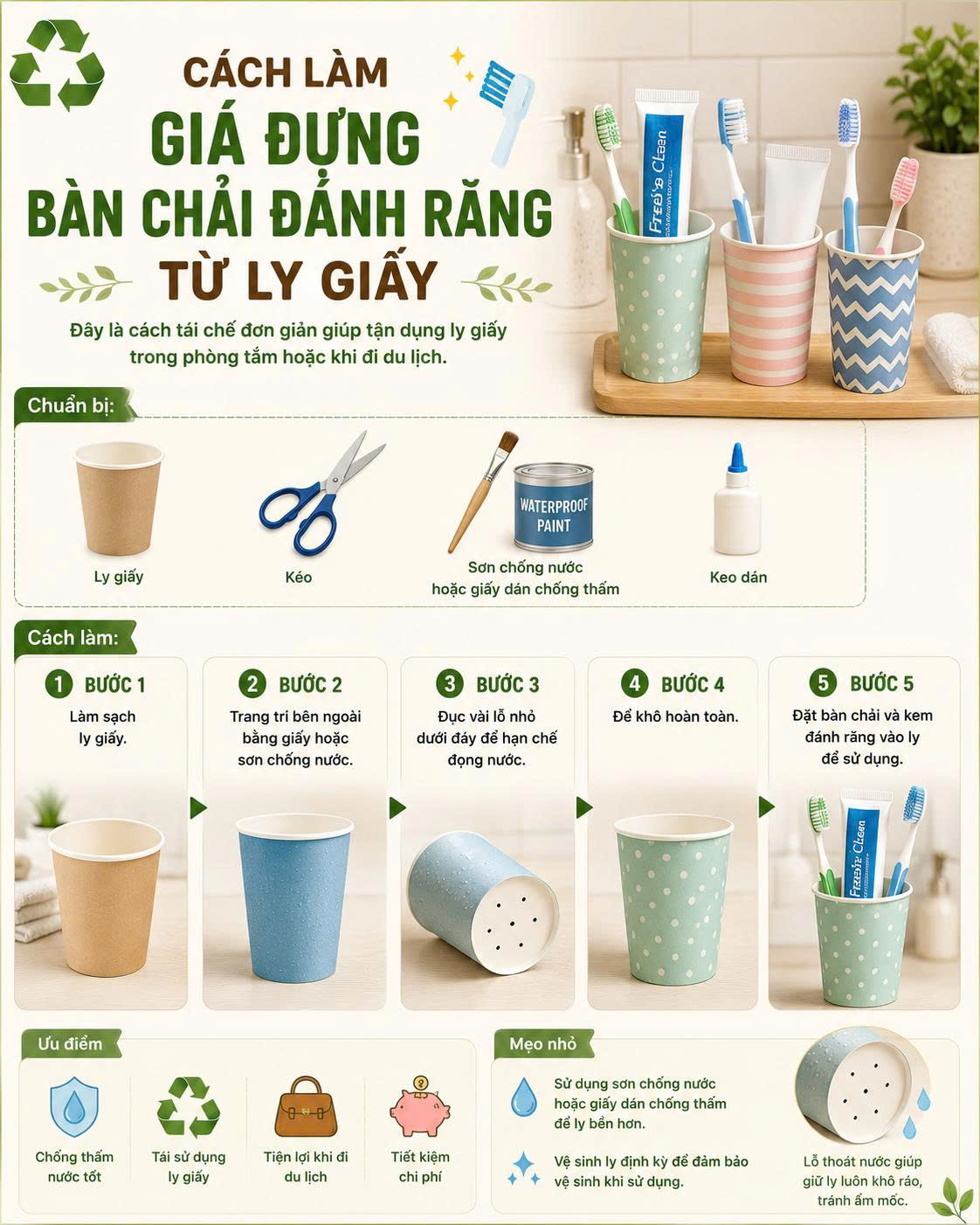 cách làm đồ tái chế từ ly giấy