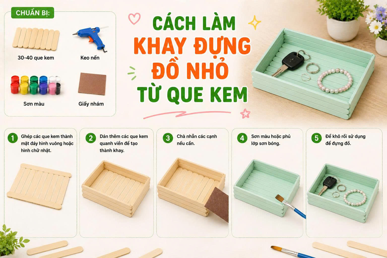 29 Cách làm đồ tái chế từ que kem đơn giản, độc đáo