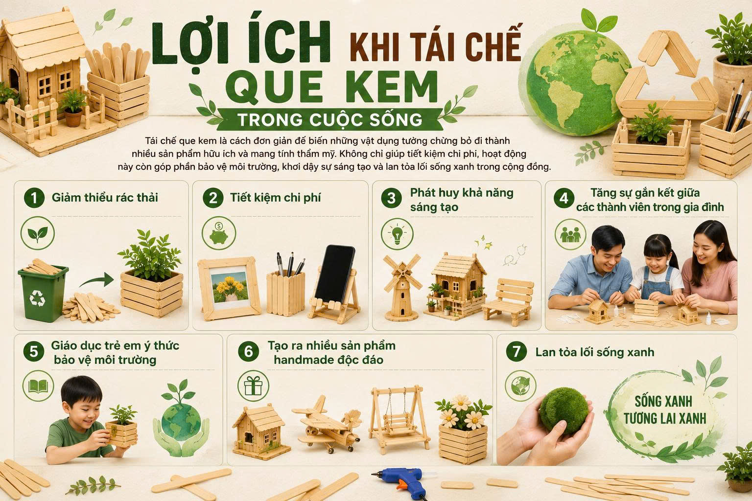 29 Cách làm đồ tái chế từ que kem đơn giản, độc đáo