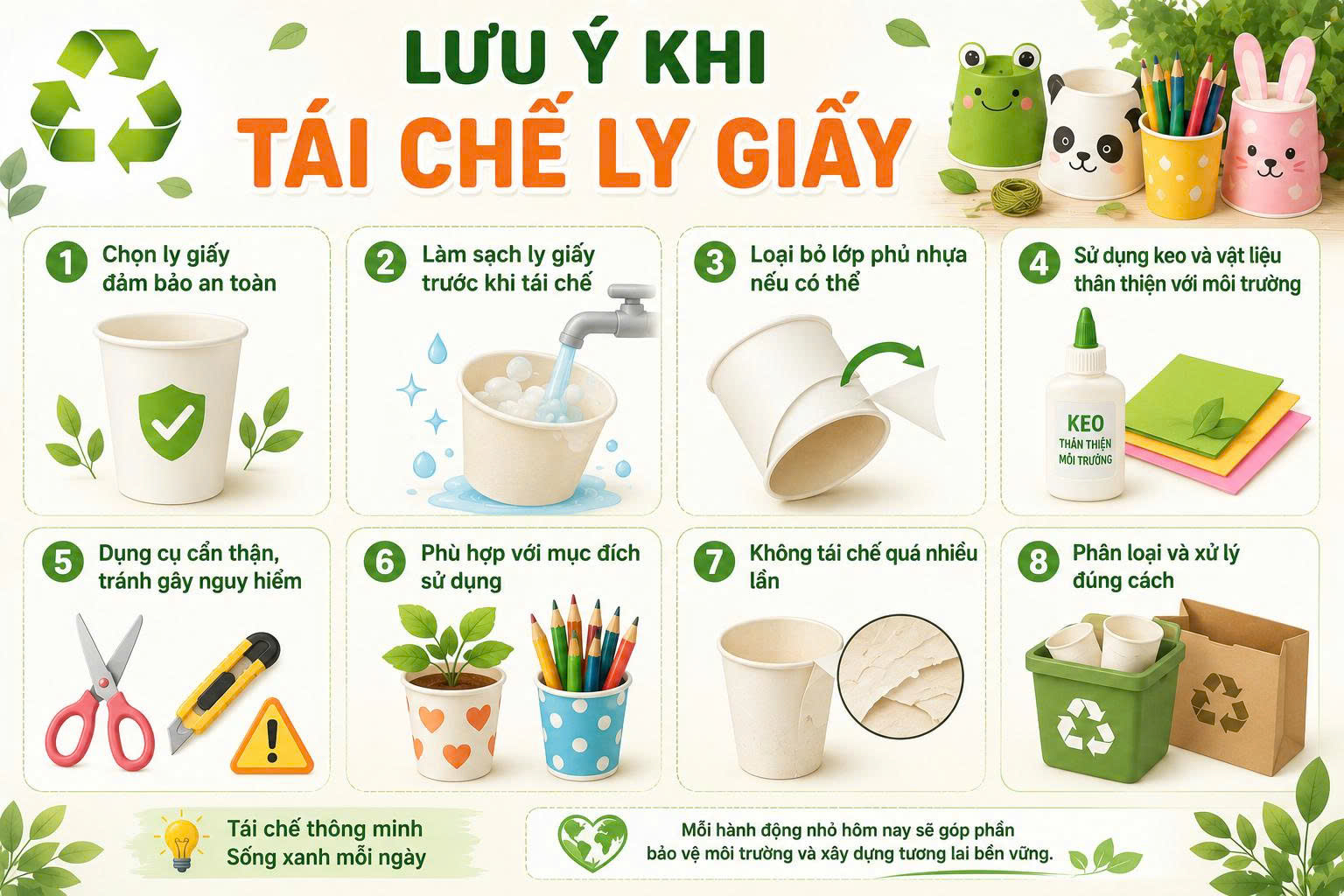 cách làm đồ tái chế từ ly giấy
