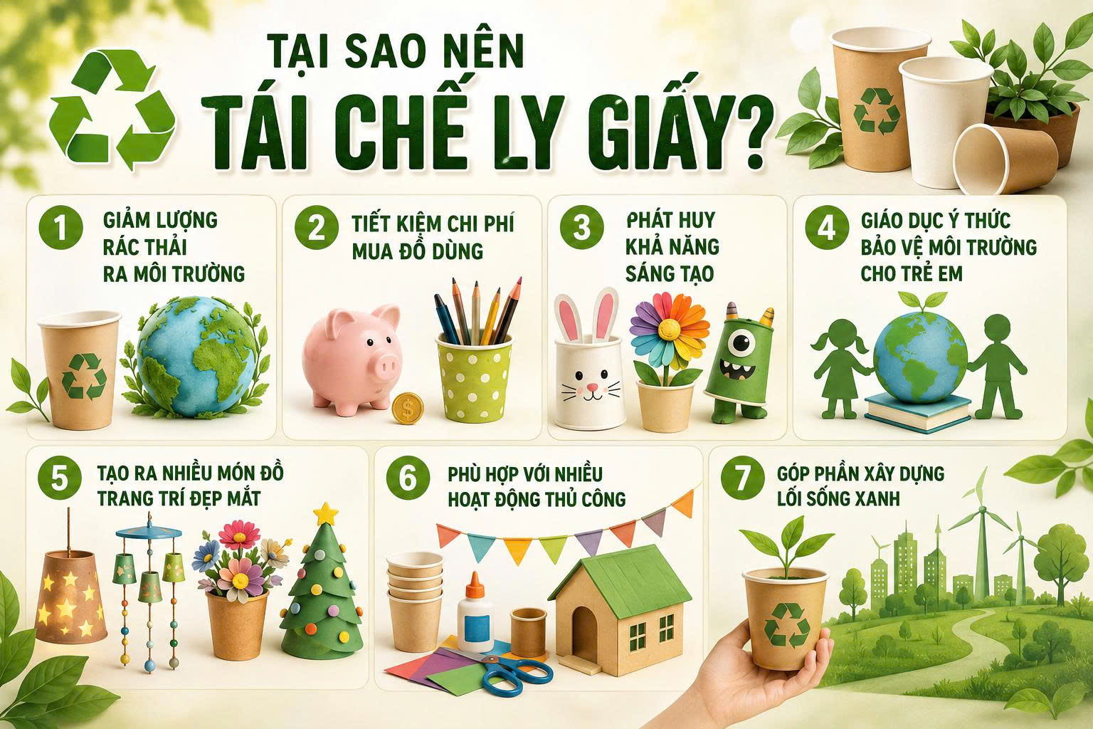 cách làm đồ tái chế từ ly giấy